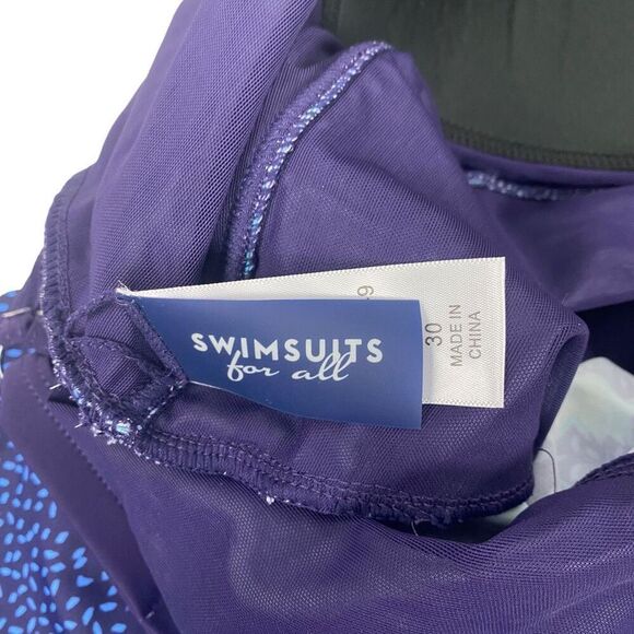 Swimsuits For All Woman's size 30 Blue Floral Print Swim Dress with built in One - Picture 3 of 10